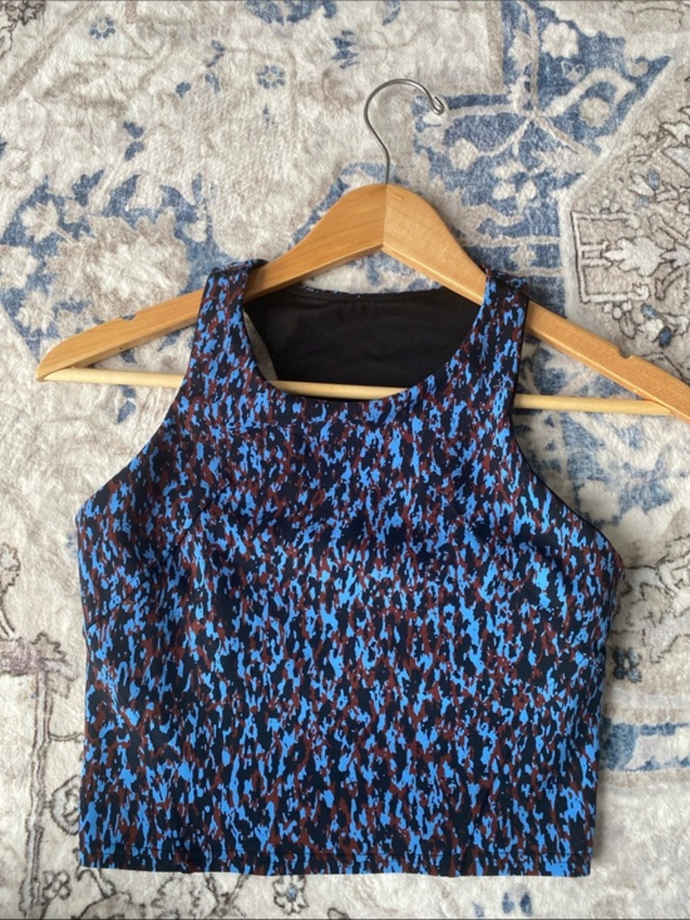 Lululemon Athletica Invigorate Cropped Training Tank Top (Leopard Camo Blue)